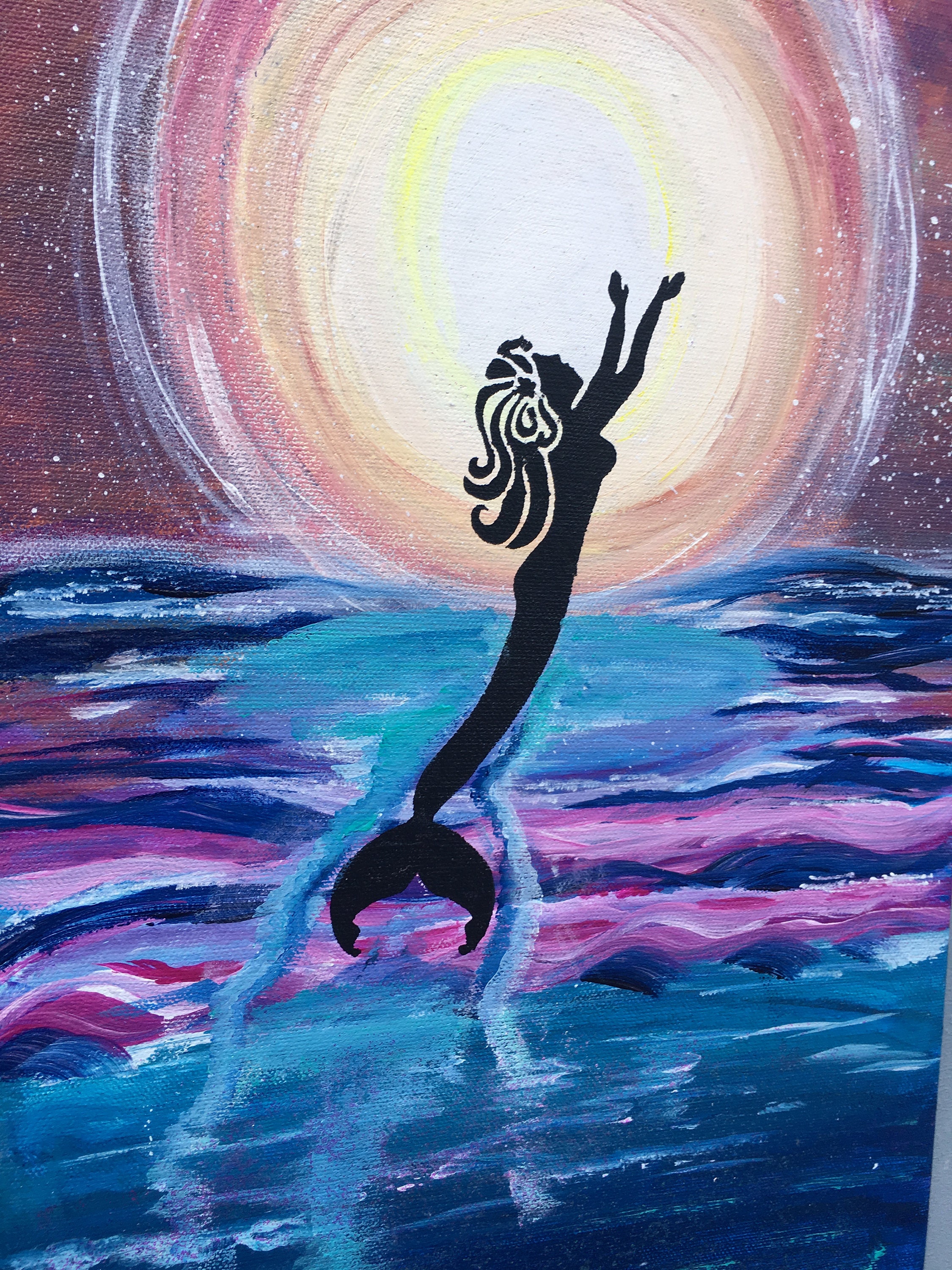  Mermaid  Painting  Hand Painted Acrylic  Original Painting  by