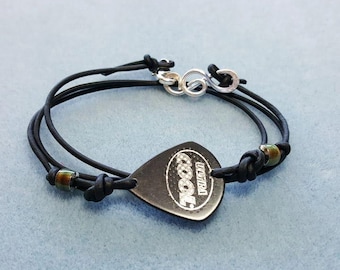 Guitar Pick Bracelet - Guitar Pick Jewelry - Guitar Pick Fashion Accessory - Leather and Guitar Pick