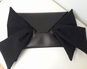 Black Elegant Faux Leather Clutch Purse,Mother's day Gift,Wedding Guest Handbag,Bridesmaid Purse,ATTITUDE157,Unique Small Handbag,AT00847