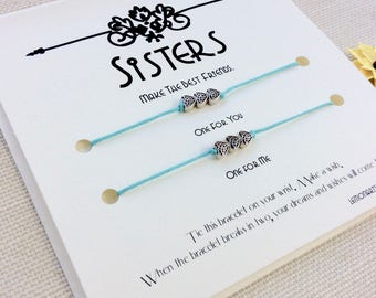 Sister Gift For Sister Gifts For Sister Bracelets Sister Birthday Gift Big Sister Bracelet Little Sister Jewelry Birthday Card Wish Bracelet