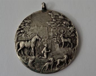 Antique Religious Medal St. Hubert