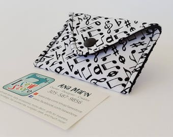 Music Notes Fabric Business Card Holder