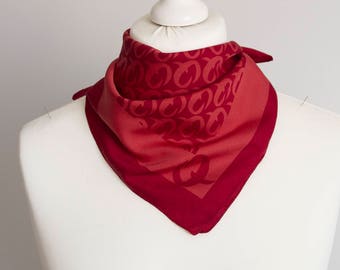 vintage Square scarf, polyester scarf, fabric women scarf shawl 50cm / 20" geometric scarf red