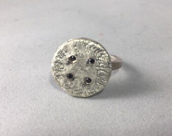 Sterling silver button ring