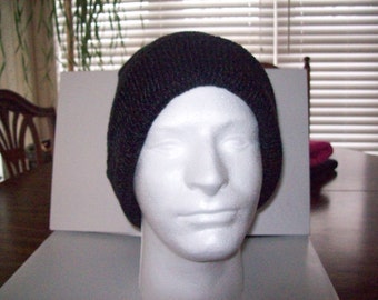 Black Grey Tweed Knitted Slouchy Beanie Heads Slouchy Beanie Tam Dreads Hat