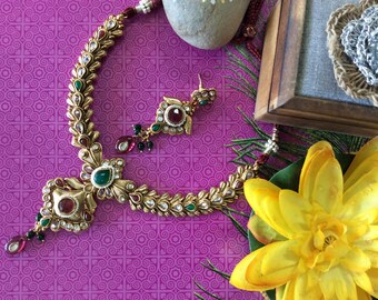 1 gm gold plated dull finish Necklace Set