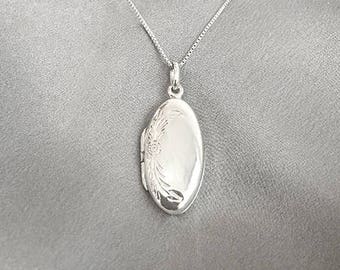 Sterling Silver Engraved oval Locket Pendant