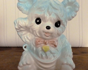 Vintage Ceramic Teddy Bear Planter - Nursery Decor - Teddy Bear Collectible
