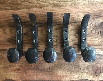 Railroad Spike Hook - Hand Forged - Double Hook - Country home decor - Rustic Coat hook - Wall Hook