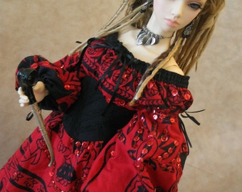 OOAK Wiccan/Medieval/Peasant dress for BJD Dollfie SD/63cm sizes