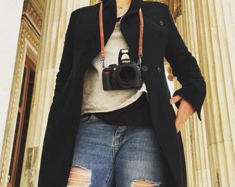 Leather camera strap, Personalized, gift for men, gift for women, personalised gift, slr, dslr camera strap, canon, nikon gift