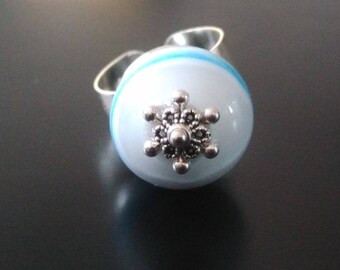 "Sailor" handmade Lampwork Glass ring