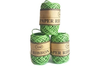 Rafia ribbon paper grass rope rafi 10m gift packaging yarn eco friendly green