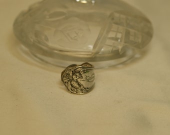 Silver plated spoon ring with initial G handcrafted size 6