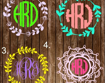 Vine Frame Monogram Decal / Frame Monogram Decal / Frame Sticker / Monogram Decal / Monogram Sticker / Car Sticker / Car monogram Sticker