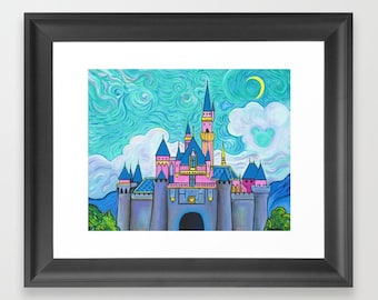 Disney Fine Art Giclee Print Sleeping Beauty Castle at Disneyland