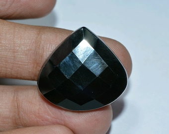 Faceted haematite cabochon pear..cabochon..26x24x5mm.42cts..A#201