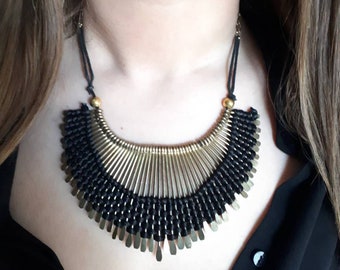Original Gold and Black Bib style necklace