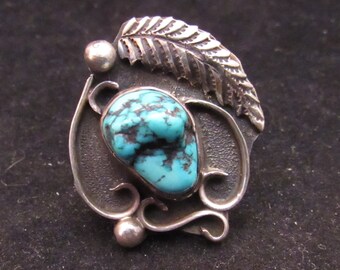 Sterling Silver Turquoise Native American Style Turquoise Ring (0009)