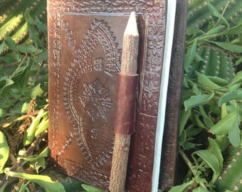 Leather Blank Book - Leather Notebook - Handmade Sketchbook - Pencil Leather Book - Leather Travel Journal - Leather Bound Journal