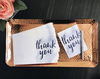 Instant Download Watercolor Splash Thank You Cards / Pale Blue Watercolor / Brush Hand Lettering / Digital Print-at-Home File