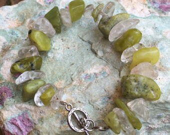 Clear Quartz and Prehnite Bracelet