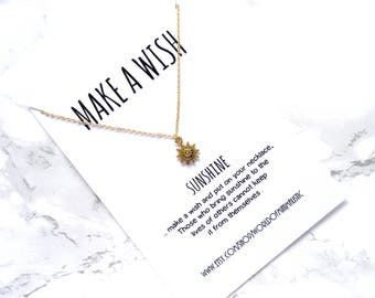 Sun necklace, sun jewelry, simple delicate necklace, dainty minimalist wish necklace, boho chain necklace, make a wish gift necklace