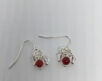 Coral and Crystal Earrings