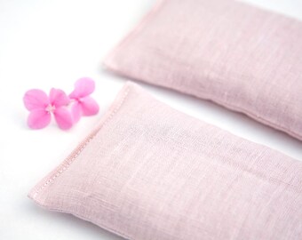 Linen Eye Pillow - Lavender Eyepillow - Spa gift - Organic flax pillow - Yoga Prop - Eye Pillow for Mom - Aromatherapy - Sleep Aid - Pink