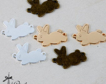 High Quality Raw Brass two loop Running Rabbit Charm Connector Finding (GD-74 / GD-75 / GD-76)