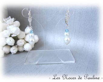 White and turquoise earrings v1 Crystal dangling earrings