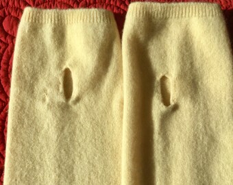 Cashmere Yellow Fingerless gloves arm warmers soft