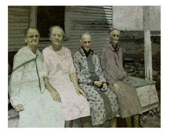 Old Women, Porch Art, Vintage Photo Art, Sisters print, Bygone Era Art, Ancestors, Porches, Porch Sitting, Old photo, Digital Art, Korpita