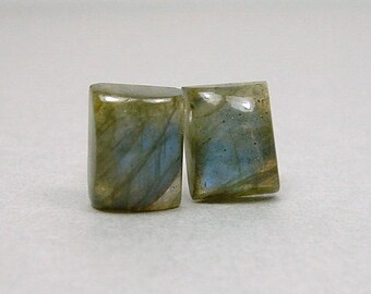 LABRADORITE 8x10mm Rectangle Cabochon Nickel Free Titanium Post Gray Green Blue Flash Gemstone Earrings Untreated