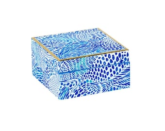 Monogrammed Blue Tang Gang Small Lacquer Box by Lilly Pulitzer / Personalized Fashion Jewelry Box / Lilly Pulitzer Ring Box / Monogrammed