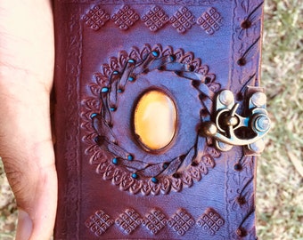 Small Leather Journal, Pocket Leather Bound Journal, Leather Notebook, Diary with lock