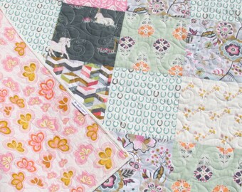 Unicorn, Baby Bedding, Handmade Quilt, Baby Blanket, Girl Bedding, Nursery Decor, Unicorn Bedding, Baby Shower Gift, Magical, Unicorn Horn