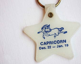 Capricorn Star Keychain, Astrology Keychain, Vintage Keychain, Plastic Keychain, Zodiac Keychain, Capricorn Keychain, Star Keychain