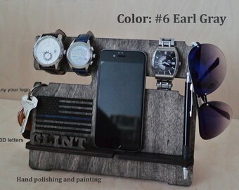 Personalized Gift, Wood docking station, Cord organizer, charging station tablet stand, desk organizer, nightstand, Best custom gift for men