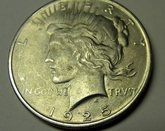 Vintage 1925 Peace Dollar, Silver Coins, USA Coins, Collectable Coins, FREE USA 32.00Shipping
