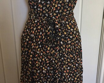 Vintage 90's black floral maxi dress 10