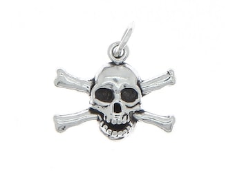 Sterling Silver Skull and Crossbones Charm (3d Charm)