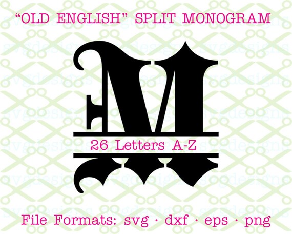old english font split monogram svg dxf eps png gothic split old english letter a