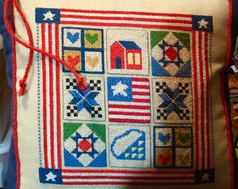 Americana Cross Stitch Pillow