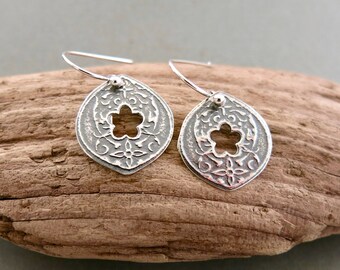 Hand Pierced Earrings in Oxidized Sterling Silver