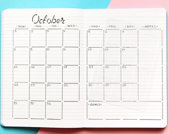 Monthly Overview Stencil, Bullet journal stencil, Calendar stencil, Stencil planner, bujo stencil, Planner template, Layout stencil