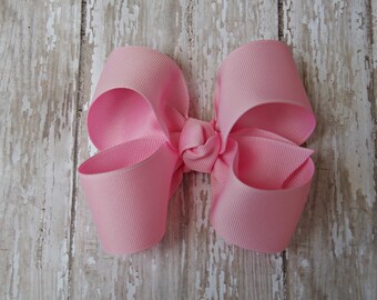Pink Hairbow Pink Large Hair Bow 4" Alligator Clip Girls Hairbow Pink Hair Bow Pink Large Bow 4 Inch Pink Hair Bow