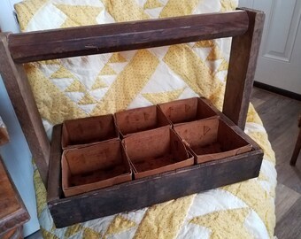 Vintage Handmade Wooden berry basket with 6 original berry baskets