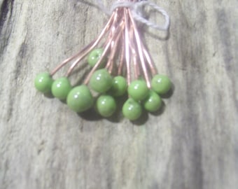 Enameled Copper Headpins Avocado Pistachio Made to Order
