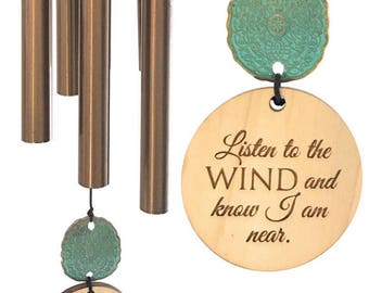 Memorial Wind Chime Missing You I am Near 26 inch Copper Custom memorial gift after loss memorial garden or porch custom top memorial